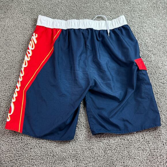 Budweiser Board Shorts Mens 38 Blue Red Polyester Bathing Suit Swimming READ - Picture 10 of 12